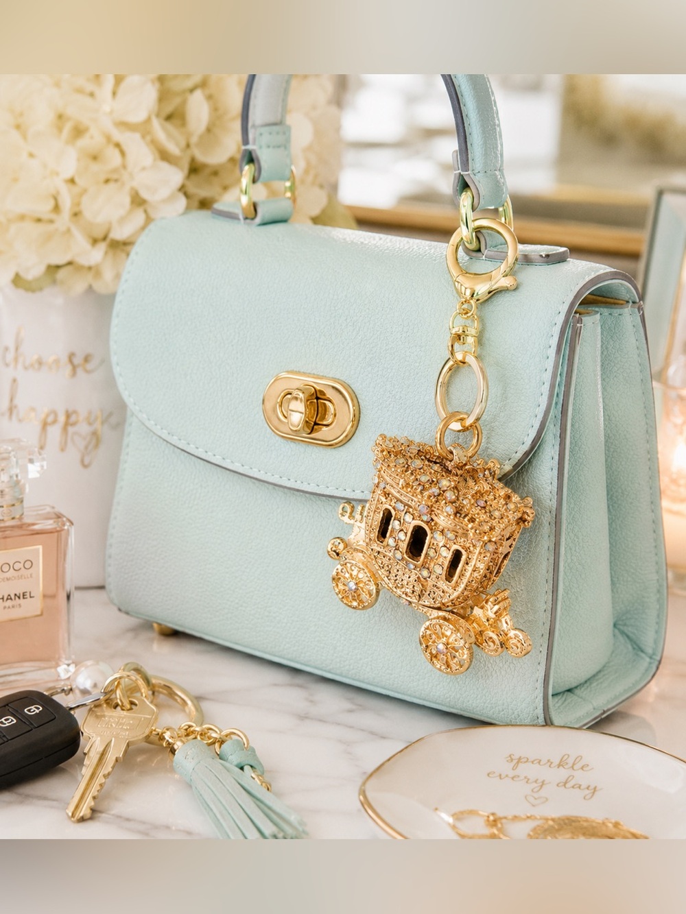NWOT Gold Royal Carriage Bag Charm / Keychain